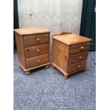 2x Three Drawer pine Bedsides