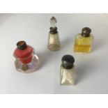 4x Silver Topped Scent Bottles