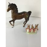 Beswick Horse and Beatrix Potter "Flopsy, Mopsy and Cottontail"