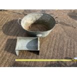 Small Galvanised Bath and Feeder