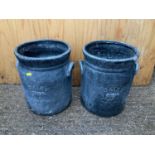 Pair of Fibre Cement Garden Planters - Dairy 34cm H - Some Damage