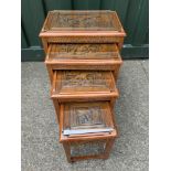 Carved Nest of Glass Topped Tables