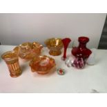 Coloured Glass Bowls, Paperweights etc