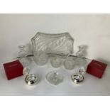 Dressing Table Set and Boxed Silver Plated Candle Holders