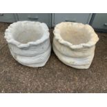 Pair of Sack Concrete Garden Planters