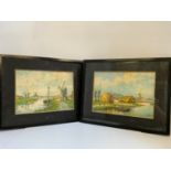 2x Framed Signed Pictures - Dutch Scenes