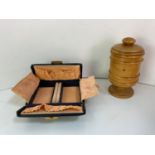 Treen String Container and Jewellery Box