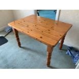 Solid Pine Kitchen Table on Turned Legs - 120cm W x 85cm D x 76cm H