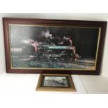 Oleographic Print of King George V and Framed Photo of Great Western Railway Train