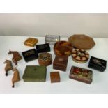 Treen and Other Boxes, Tins and Shelf Sitters etc