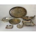 Platedware - Galleried Tray and Ash Tray etc