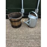 Coopered Pail and Galvanised Watering Can