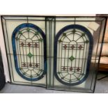 Pair of Reproduction Stained Glass Windows - 102cm x 68cm