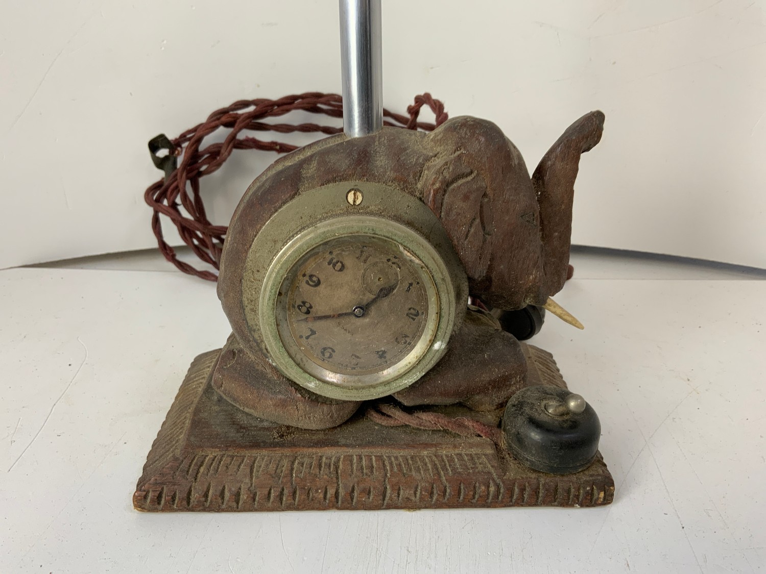 Vintage Elephant Lamp with Clock Insert - Image 2 of 3
