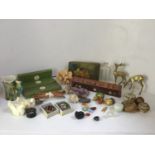 Old Tin, Brass Deer, Geodes, Bach Remedies, Coral and Old Boots Bottle etc