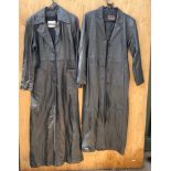 2x Black Classic Leather Trench Coats