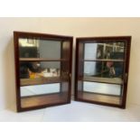 2x Mirror Backed Wall Display Cabinets - 30cm x 40cm