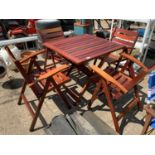 Folding Wooden Garden Table and 4x Chairs