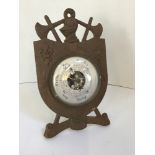 Brass Heraldic Shield Barometer with Stand