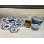 Delph Plates and Blue Bowls etc