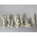 8x Composite Marble Classical Statuettes (3 Damaged)
