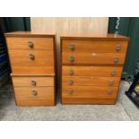 1970s Five Drawer Chest of Drawers and 2x Matching Bedsides