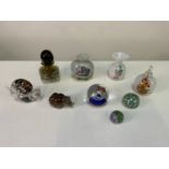 Paperweights, Wedgwood Glass Snail and Langham Glass Rhinoceros etc