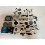 Collectables - Badges, Spoons, Crowns and Pocket Watch etc
