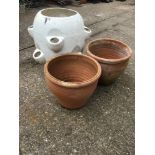 Strawberry Planter and 2x Terracotta Planters
