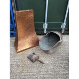 Copper Coal Scuttle, Scoop and Chimney Hood