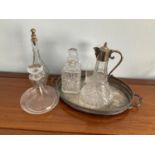 Decanters, Claret Jug and Galleried Tray