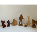 Carved Wooden Animals and Woodsman