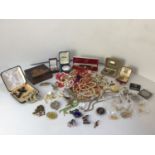 Quantity of Costume Jewellery, Treen Box and Collectors Coins etc