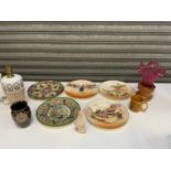Royal Doulton Collectors Plates, Italian Lamp and Vases etc