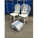 4x Painted Wheelback Chairs with Seat Cushions