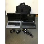 Toshiba and HP Laptops with Case and Leads