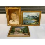 3x Gilt Framed Pictures - Oil on Board