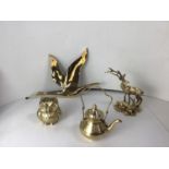 New Old Stock - Brass Owl, Deer with Baby, Tea Pot and Flying Goose