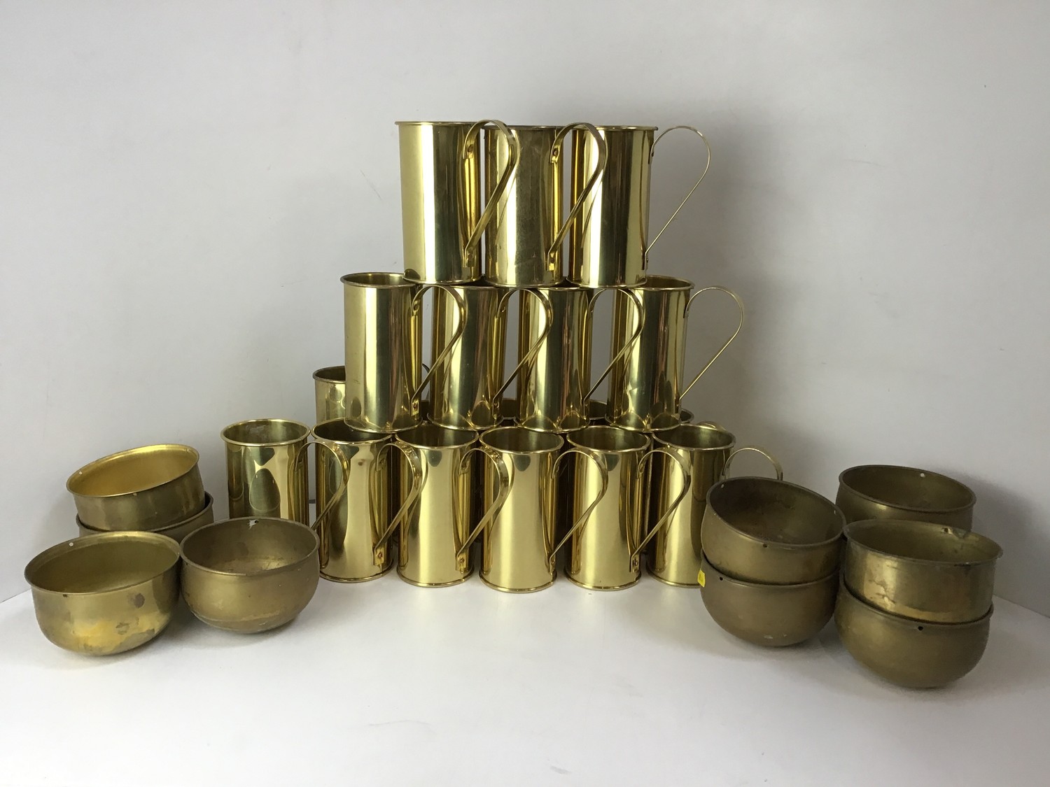 New Old Stock - 18x Brass Type Tankards and 10x Bowls