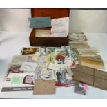 Small Vintage Suitcase and Contents - Ephemera, Mainly Greeting Cards Also Royal Marines