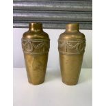 Pair of Brass Vases - 30cm H