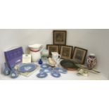 Graduating Skillets, Wedgwood, Framed Pictures -The Four Seasons and Jugs etc