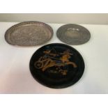 Silver Plated Tray, Copper Wall Hanging and Pewter Plate