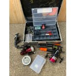 Case of Fishing Tackle - Reels, Hooks and Line etc