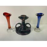 Morris Ware - Candlestick and 2x Glass Spill Vases