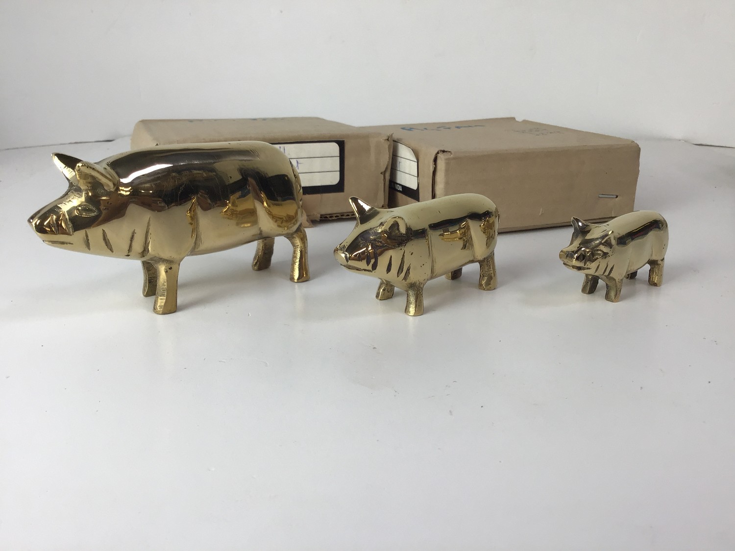 New Old Stock - 2x Brass Pig Families