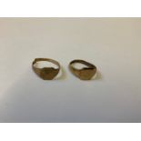 2x 9ct Gold Signet Rings for Scrap