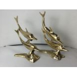 New Old Stock - 2x Pairs of Large Brass Dolphins