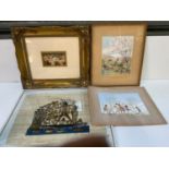 2x Margaret W Tarrant Watercolours, Egyptian Picture (Cracked Glass) and Gilt Framed Print