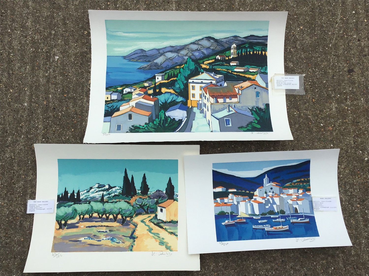 3x Signed Coloured Lithographs by Jean-Claude Quilici - Pins du cap Course, Les Alpilles and